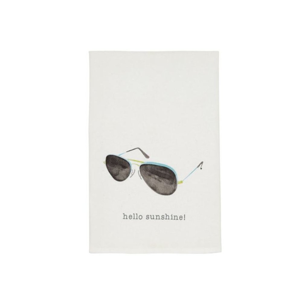 Aviator Glasses Tea Towel | Hello Sunshine Graphic | Cotton